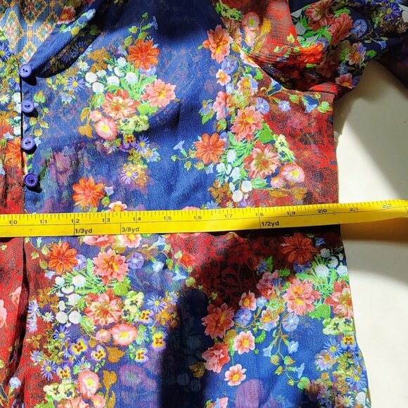 Fig & Flower Sheer Floral Boho Button Front Blouse (Like Figueroa & Flower) - Picture 8 of 11